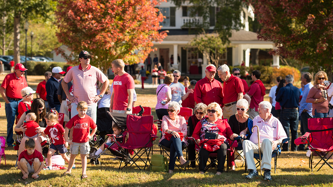 Attendees watching the 2016 Homecoming Parade