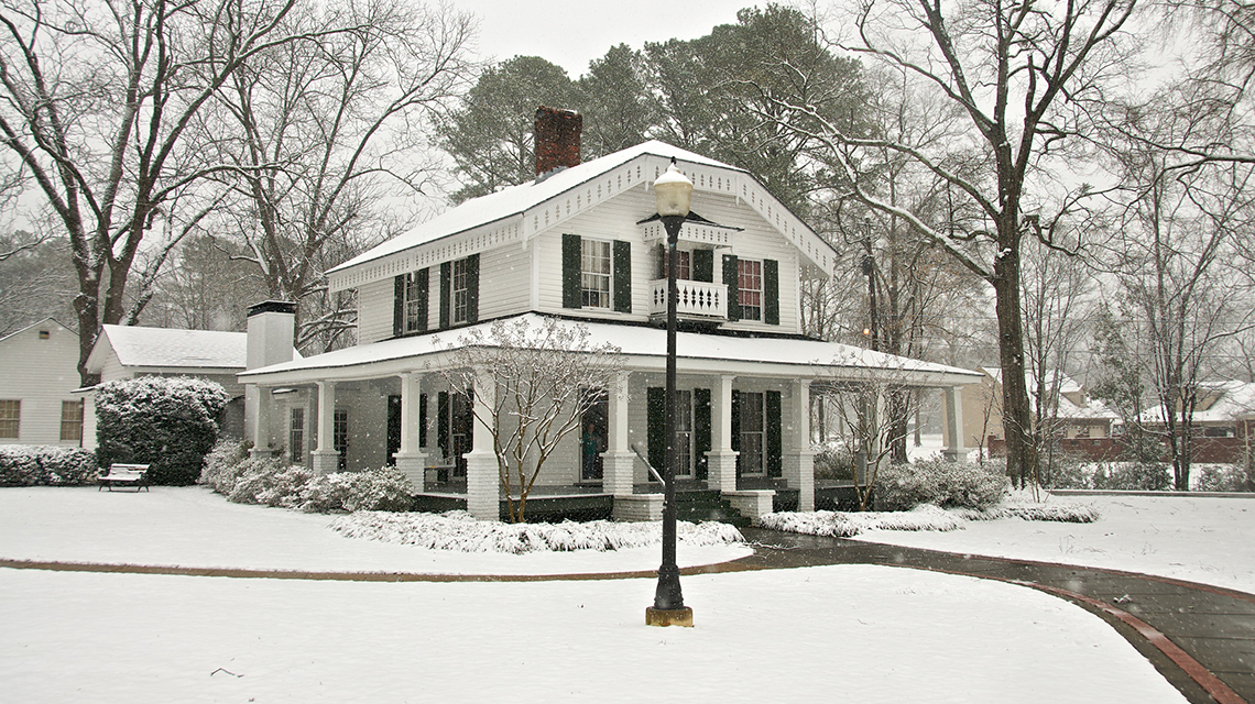 Alumni House in the Snow