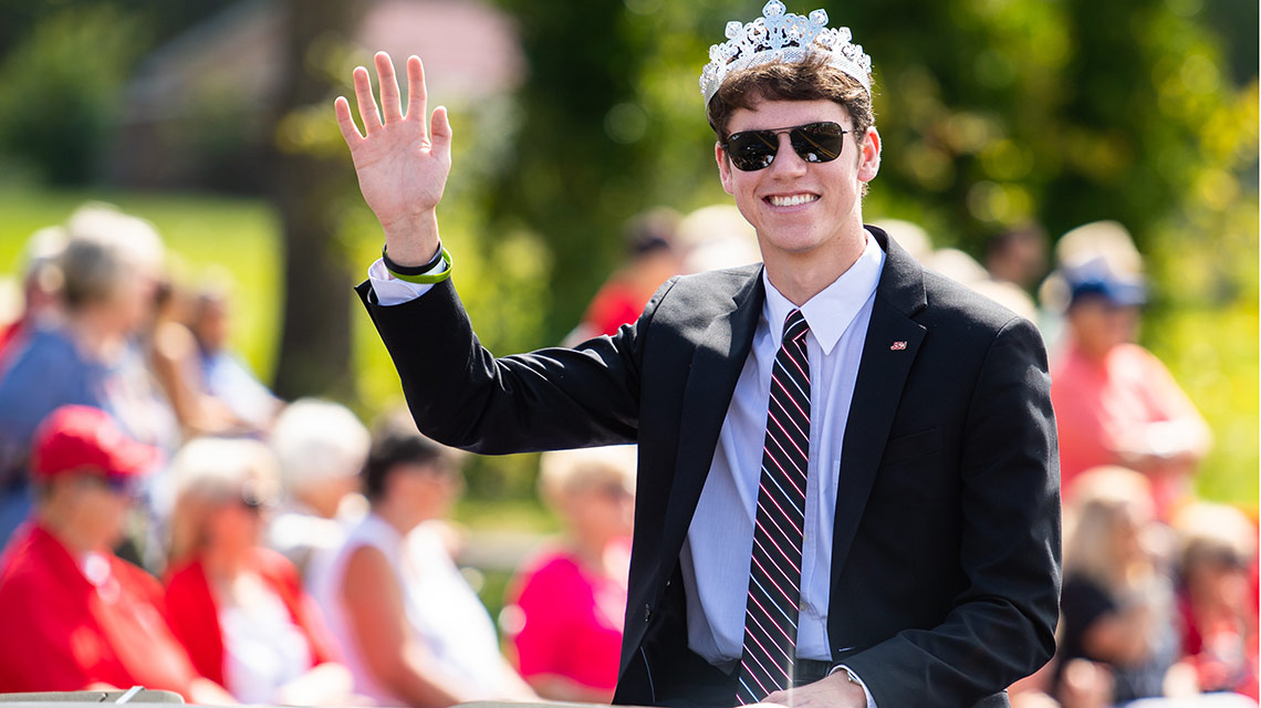 Homecoming King Stone Alexander in the homecoming parade