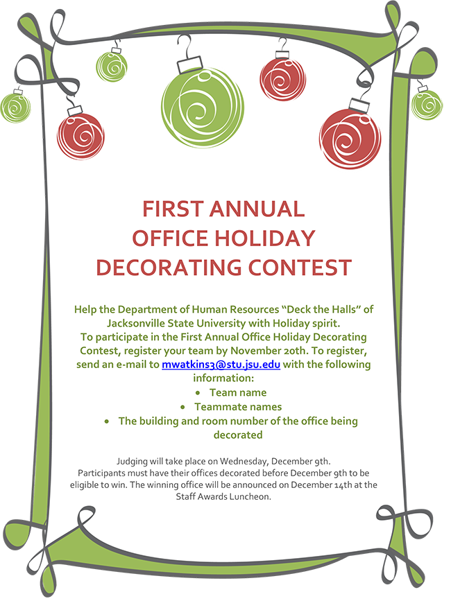 JSU  JSU News  Campus Offices Invited to "Deck the Halls" for Holiday