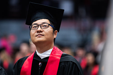 A student at his JSU graduation