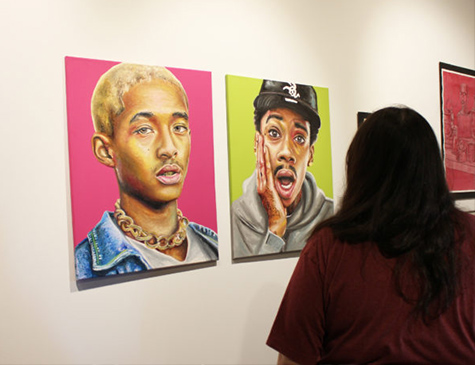 student at art gallery