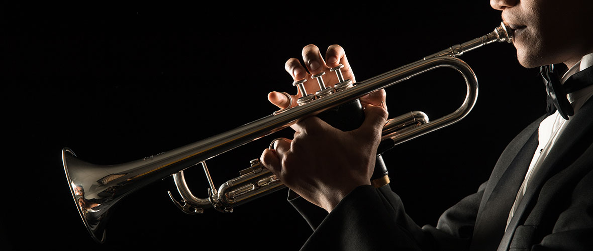 Student playing a trumpet