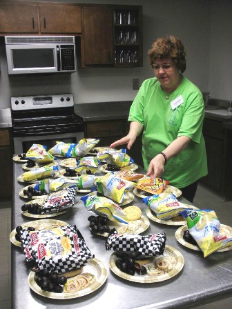 a caterer working in the Canyon Center kitchen