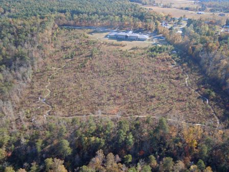 aerial view of cleared educational land behind Canyon Center