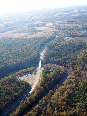 aerial view of highway through the Canyon