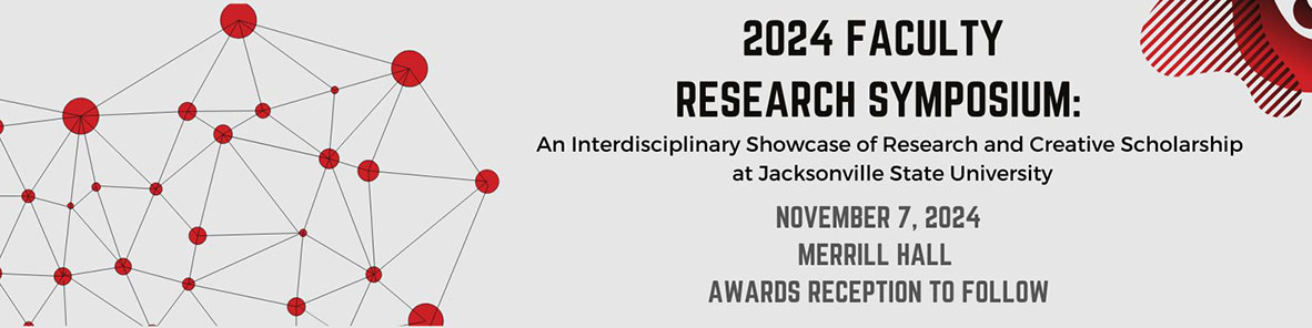 2024 Faculty Research Symposium graphic depicting a wireframe with connected dots. The event will be November 7 in Merrill Hall with Awards Reception to follow