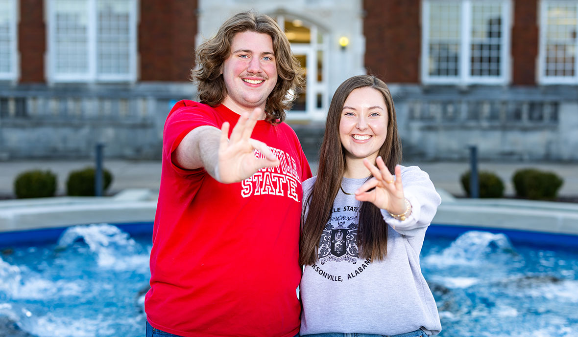 Go Leaders in front of fountain