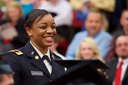 female ROTC student at graduation