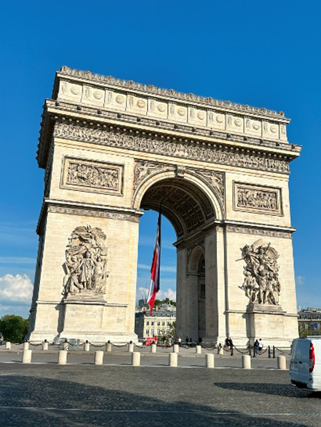 The Arc de Trimphone seen during our city tour of Paris.