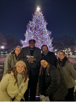 Students in front of the National Christmas Tree