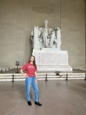 Madison Cagle, sporting her Honors shirt, at the Lincoln Memorial on the National Mall 