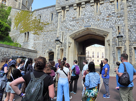 JSU students outside Windsor Castle led by our site guide.