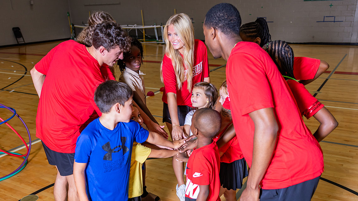 Health and PE students with kids
