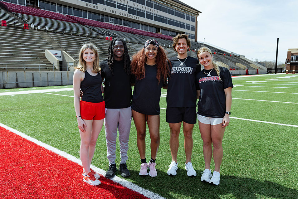 Kinesiology Students on the football field