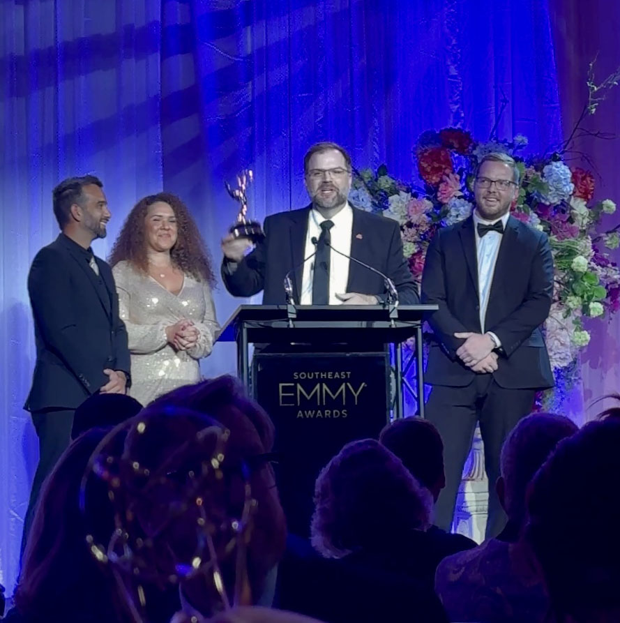 Seth Johnson accepting Emmy
