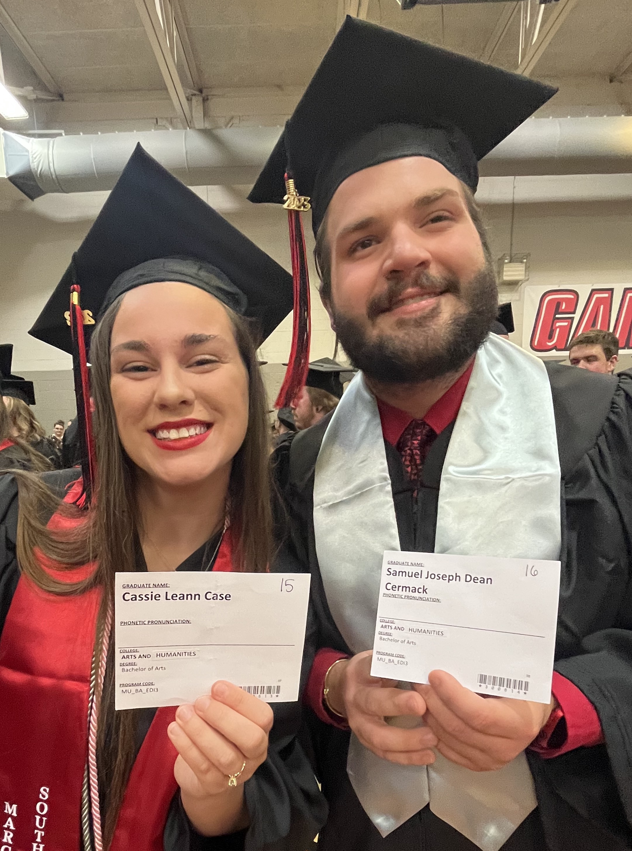 JSU graduates Cassie Case and Samuel Cermack.