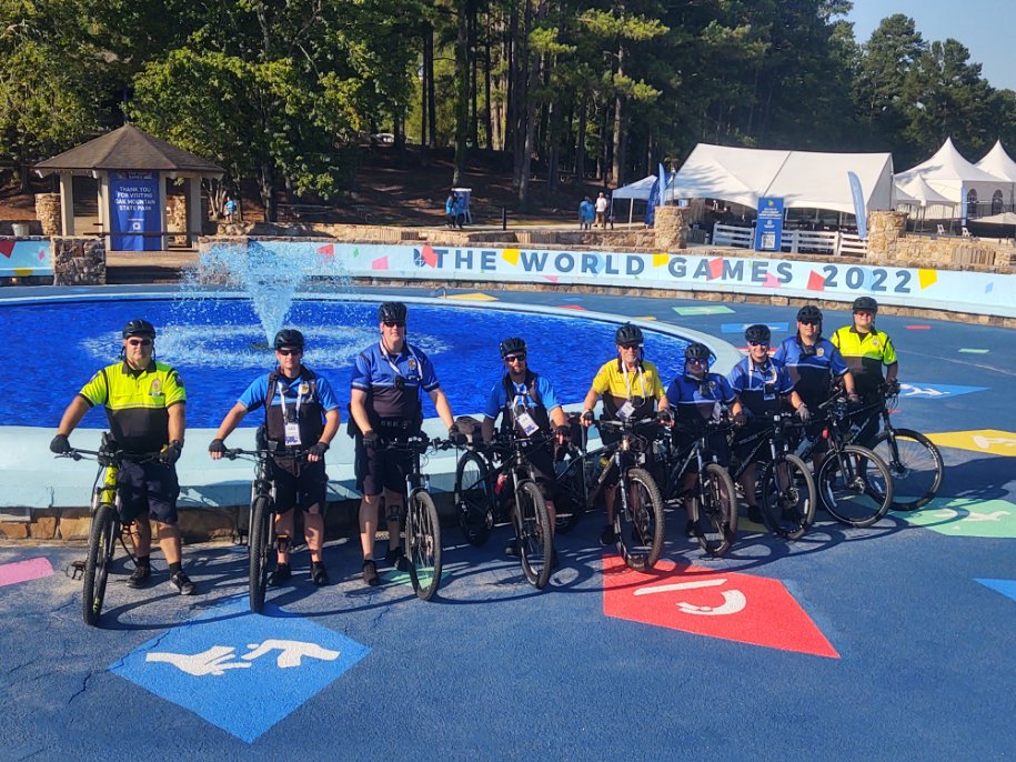 Campus police provide bike and scooter patrol at the World Games. 