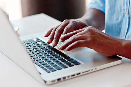 Student using laptop