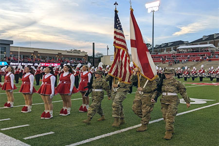 Cadets on the football field