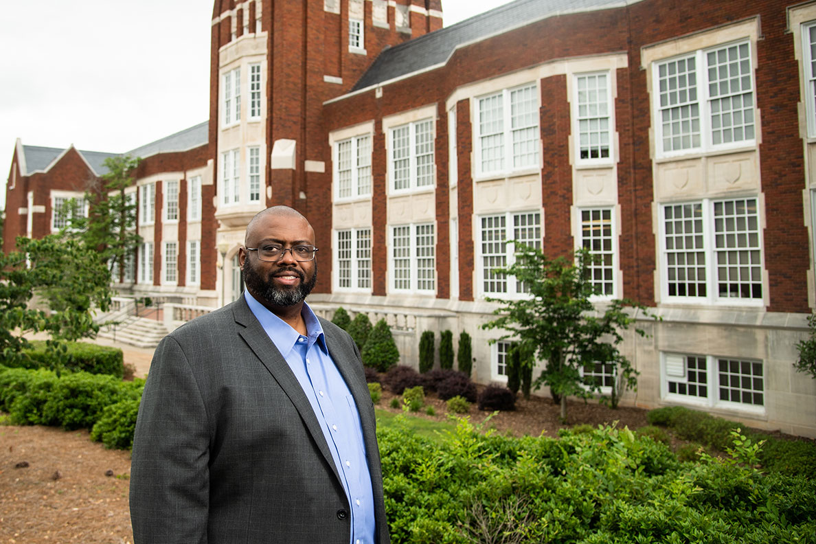 Royce Woodruff in front of Angle Hall at JSU