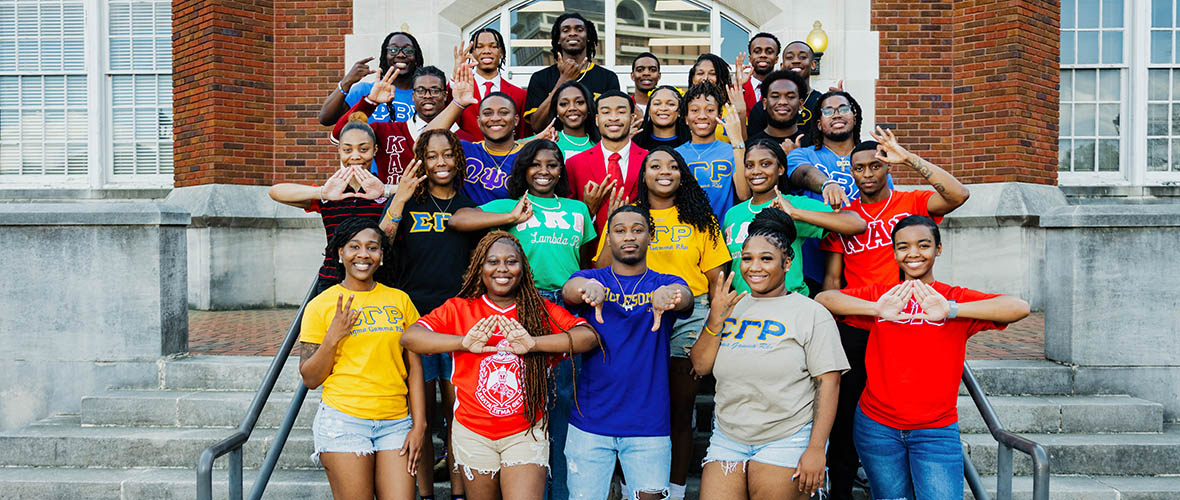 NPHC members hang out on the Quad.