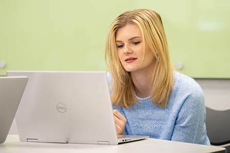 student taking an exam