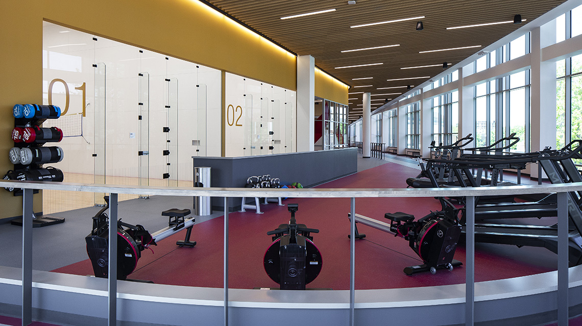 cardio equipment and racquetball courts