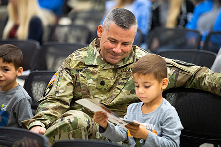 Service member with son